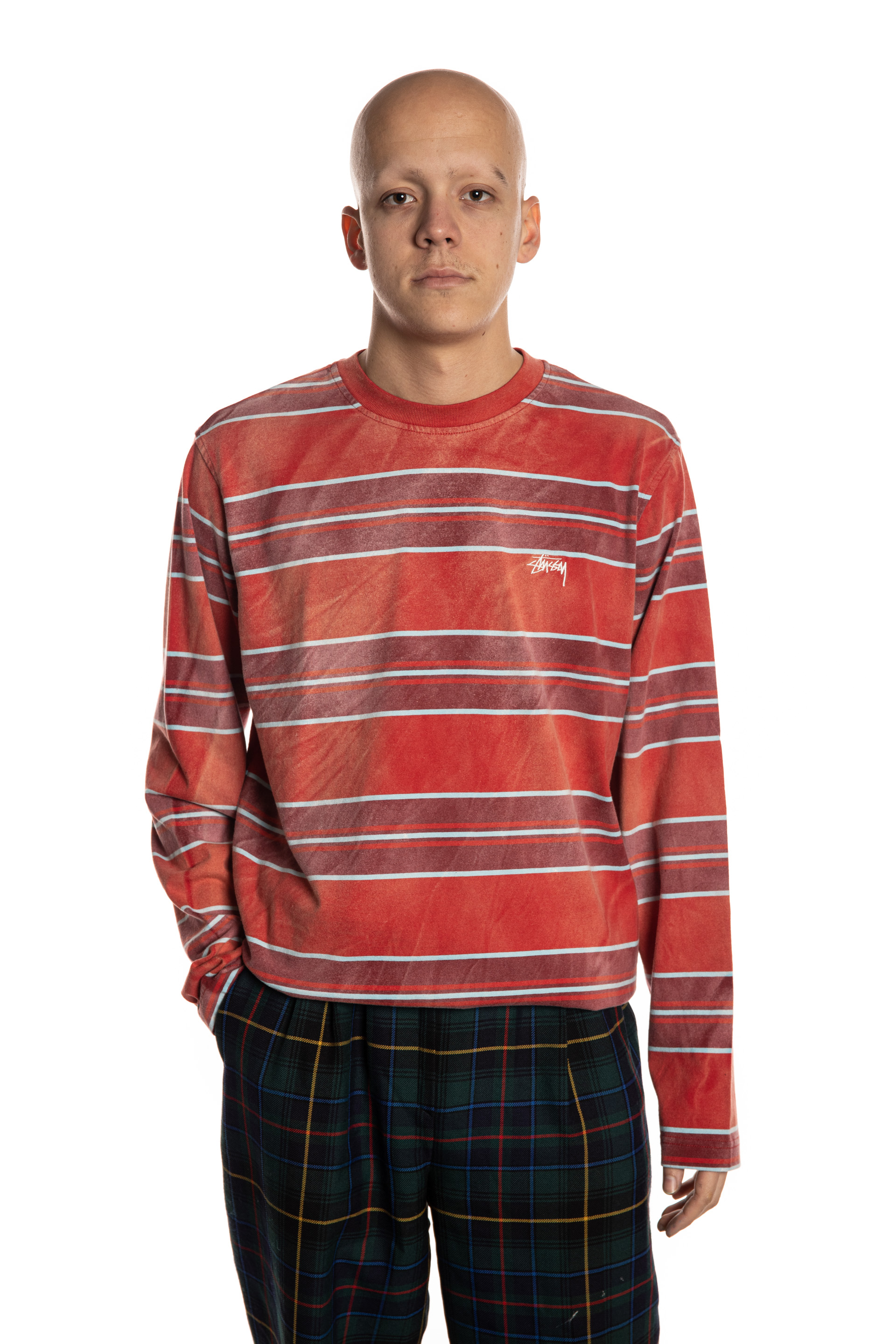 Stussy Bleach Stripe Longsleeve (Red 