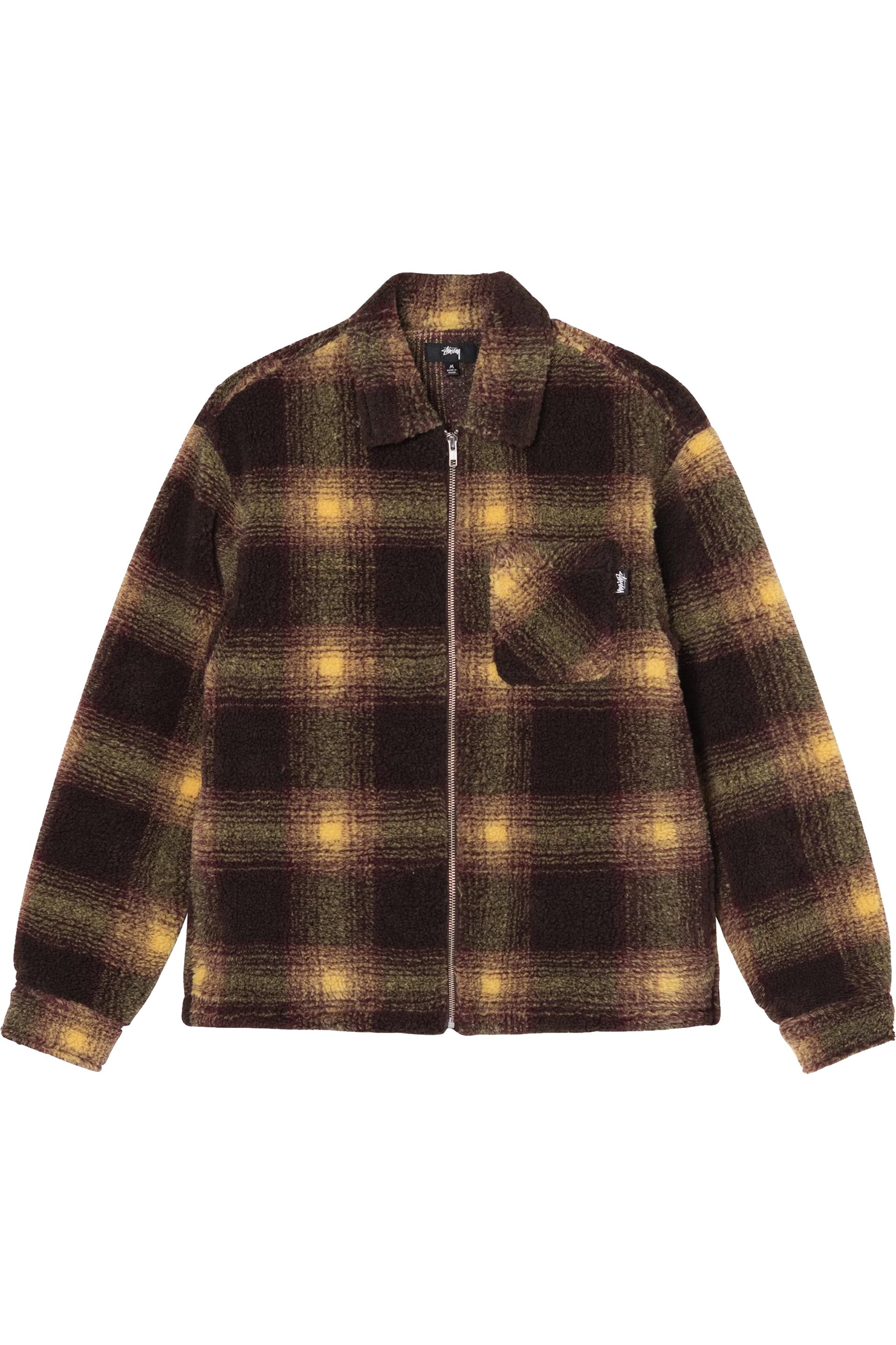 Stussy Shadow Plaid Sherpa Zip Shirt (Brown) - X21.nl Stussy Shadow Plaid Sherpa Zip Shirt (Brown) - X21.nl