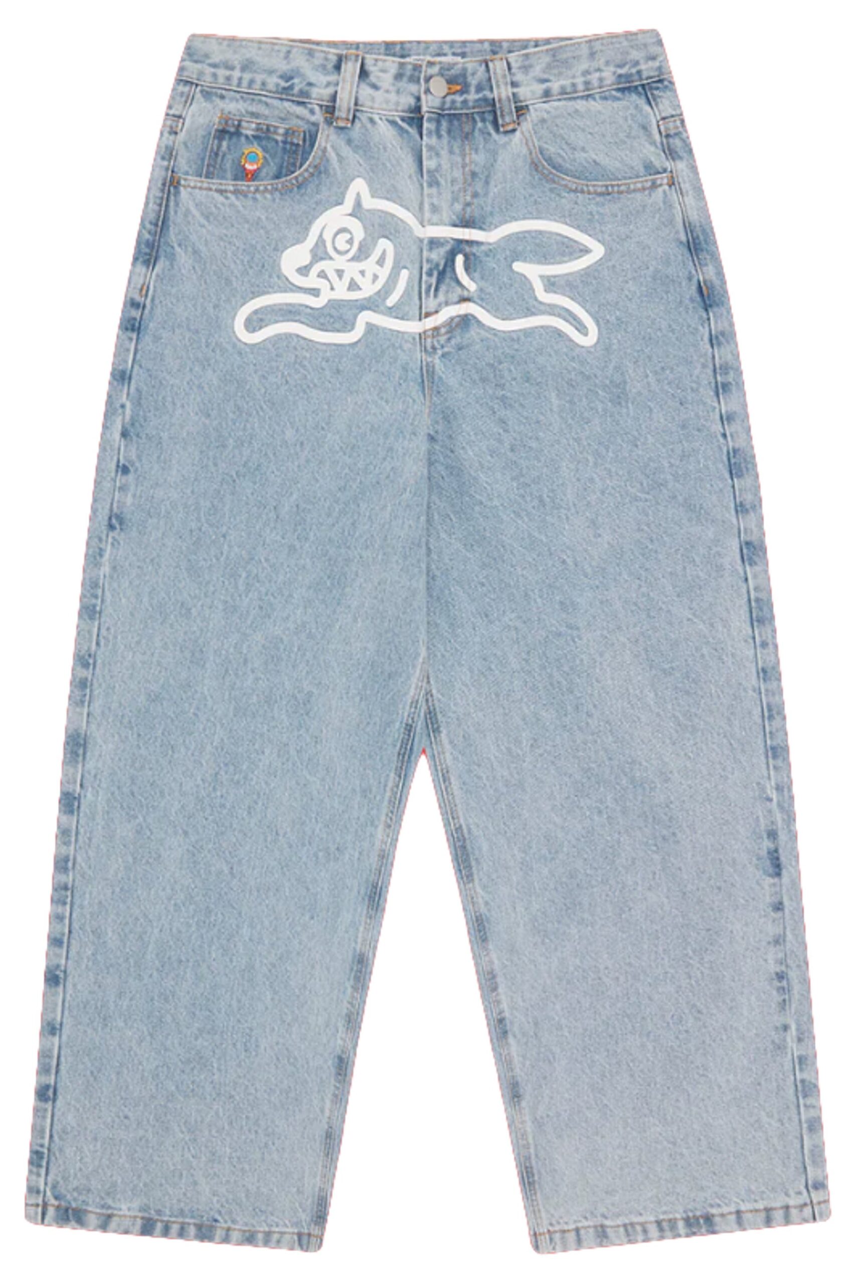 Ice Cream Running Dog Triple Scoop Denim Pants (Mid Wash Blue