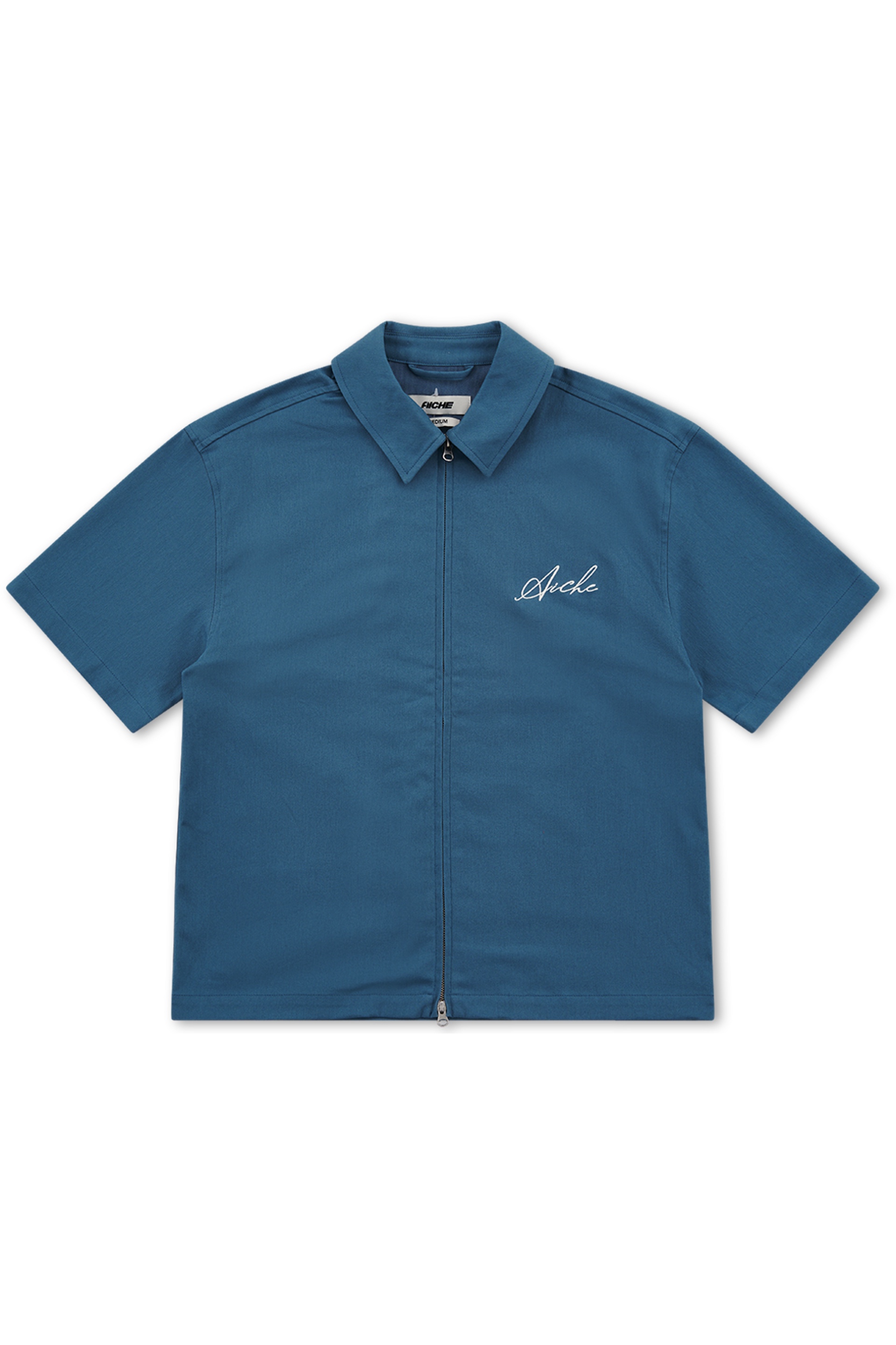 awiha Aiche Workman Zip Up Shirt (Blue) - X21.nl